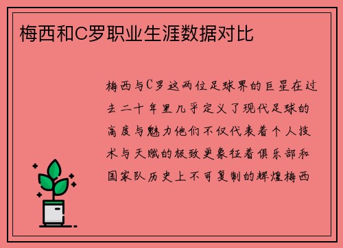 梅西和C罗职业生涯数据对比